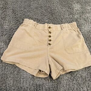 American Eagle Women's Tan Button-Up Shorts